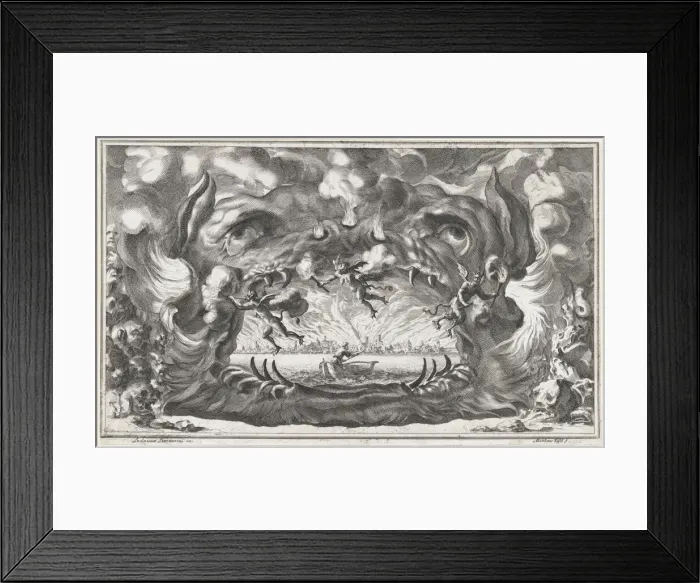 Framed Print : The hellmouth, set design from Il Pomo D'Oro, 1668. Creator: Mathaus Küsel Framed Print : The hellmouth, set design from Il Pomo D'Oro, 1668. Creator: Mathaus Küsel
