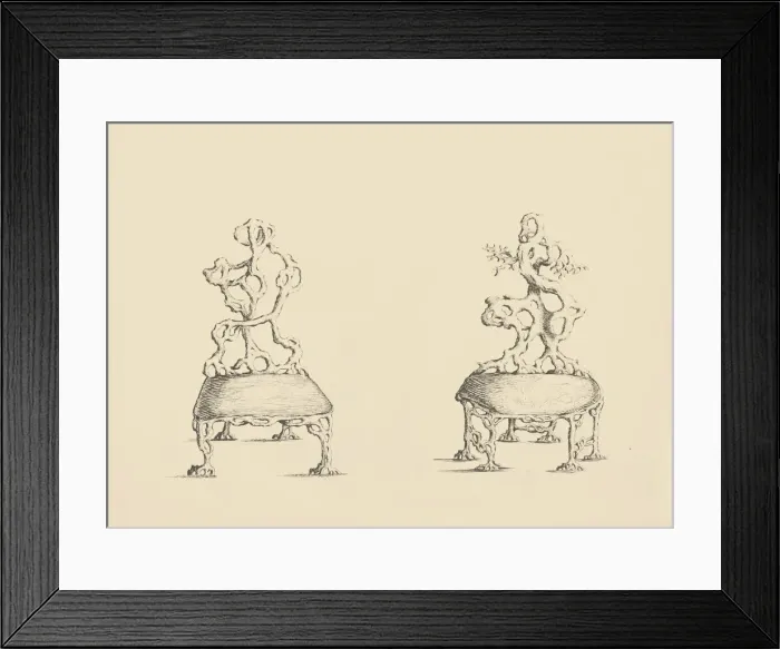 Framed Print : Plate 117. Garden Chairs, 1754. Creator: Matthew Darly Framed Print : Plate 117. Garden Chairs, 1754. Creator: Matthew Darly