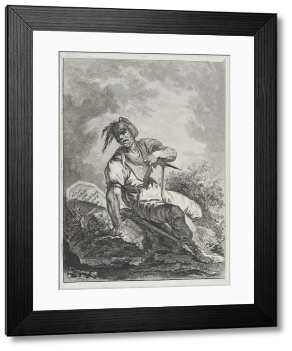 Framed Print : Soldier Seated on a Rock, 1764. Creator: Matthias Pfenninger Framed Print : Soldier Seated on a Rock, 1764. Creator: Matthias Pfenninger