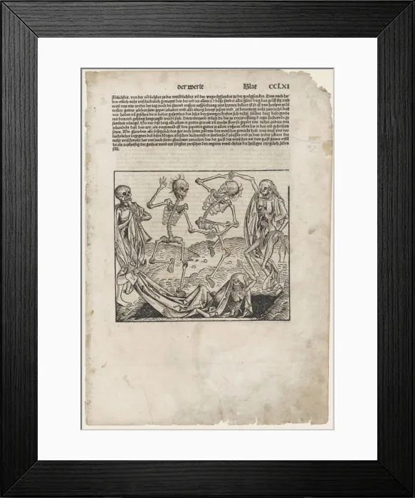 Framed Print : Dance of Death, leaf from The Nuremberg Chronicle, 1493. Creator: Michael Wolgemut Framed Print : Dance of Death, leaf from The Nuremberg Chronicle, 1493. Creator: Michael Wolgemut