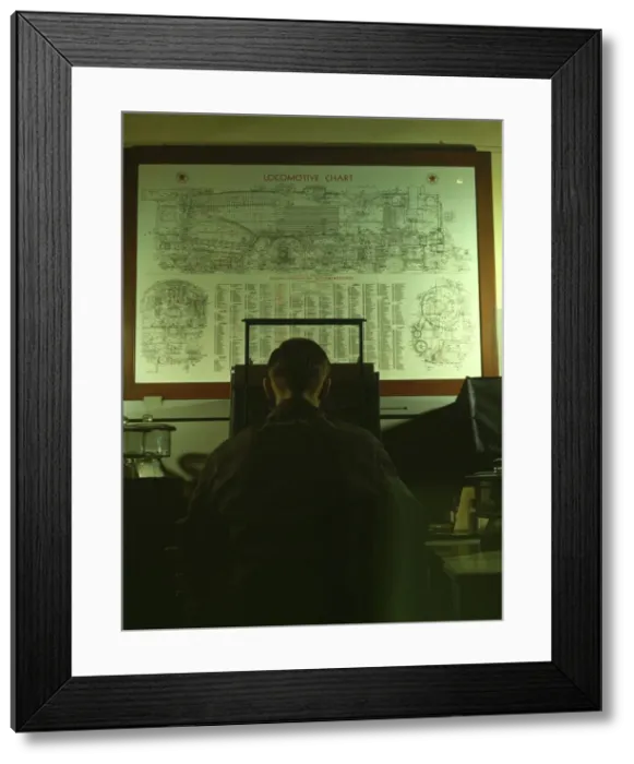 Framed Print : Locomotive lubrication chart in the laboratory of the C & NW R s, Chicago, Ill, 1942. Creator: Jack Delano Framed Print : Locomotive lubrication chart in the laboratory of the C & NW R s, Chicago, Ill, 1942. Creator: Jack Delano