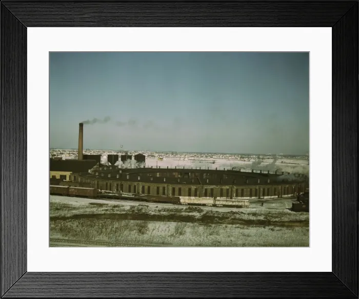 Framed Print : A Chicago and North Western railroad roundhouse, Chicago, Ill. 1942. Creator: Jack Delano Framed Print : A Chicago and North Western railroad roundhouse, Chicago, Ill. 1942. Creator: Jack Delano