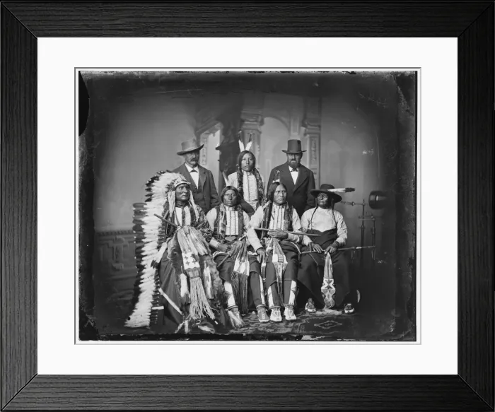 Framed Print : Group of Sioux Indians Spotted Tail'(photo c. 1875). Creator: Unknown Framed Print : Group of Sioux Indians Spotted Tail'(photo c. 1875). Creator: Unknown