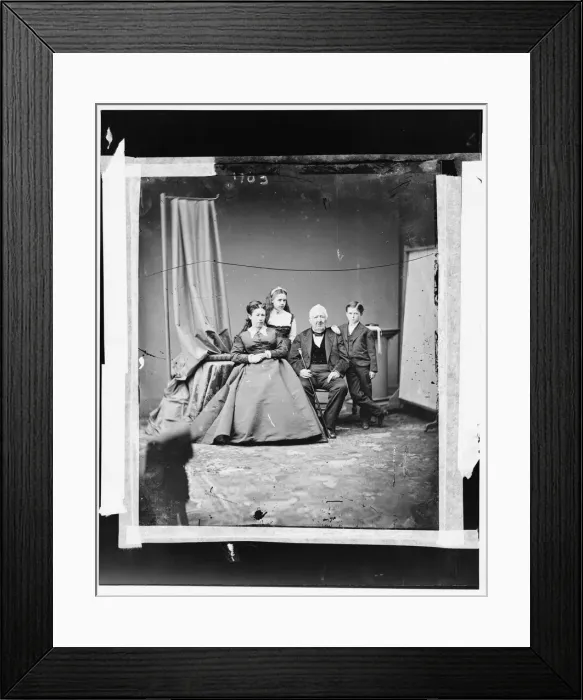 Framed Print : Grant, Mrs. U. S. and son (Jesse) and daughter (Nellie) also her father Mr. Dent, c. 1865-1880. Creator: Unknown Framed Print : Grant, Mrs. U. S. and son (Jesse) and daughter (Nellie) also her father Mr. Dent, c. 1865-1880. Creator: Unknown