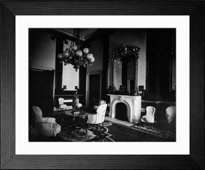 Framed Print : White House interior, Old Green Room (1st interior photo?) Presidents study, between 1860 and 1880. Creator: Unknown Framed Print : White House interior, Old Green Room (1st interior photo?) Presidents study, between 1860 and 1880. Creator: Unknown