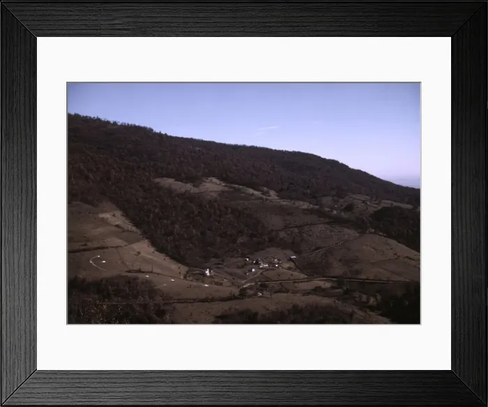 Framed Print : Mountain farms along the Skyline Drive, Va. ca. 1940. Creator: Jack Delano Framed Print : Mountain farms along the Skyline Drive, Va. ca. 1940. Creator: Jack Delano