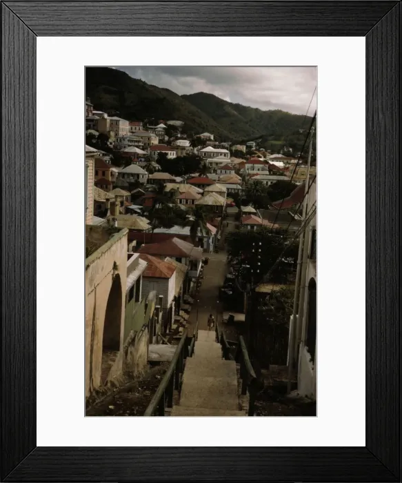 Framed Print : One of the steep hillside streets, Charlotte Amalie, St. Thomas Virgin Islands, 1941. Creator: Jack Delano Framed Print : One of the steep hillside streets, Charlotte Amalie, St. Thomas Virgin Islands, 1941. Creator: Jack Delano