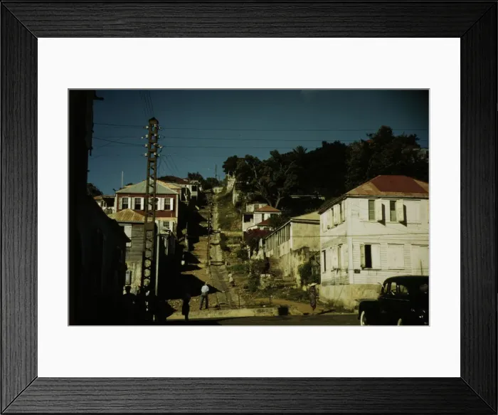 Framed Print : One of the steep streets on the hillsides, Charlotte Amalie, St. Thomas Island, Virgin Islands, 1941 Creator: Jack Delano Framed Print : One of the steep streets on the hillsides, Charlotte Amalie, St. Thomas Island, Virgin Islands, 1941 Creator: Jack Delano
