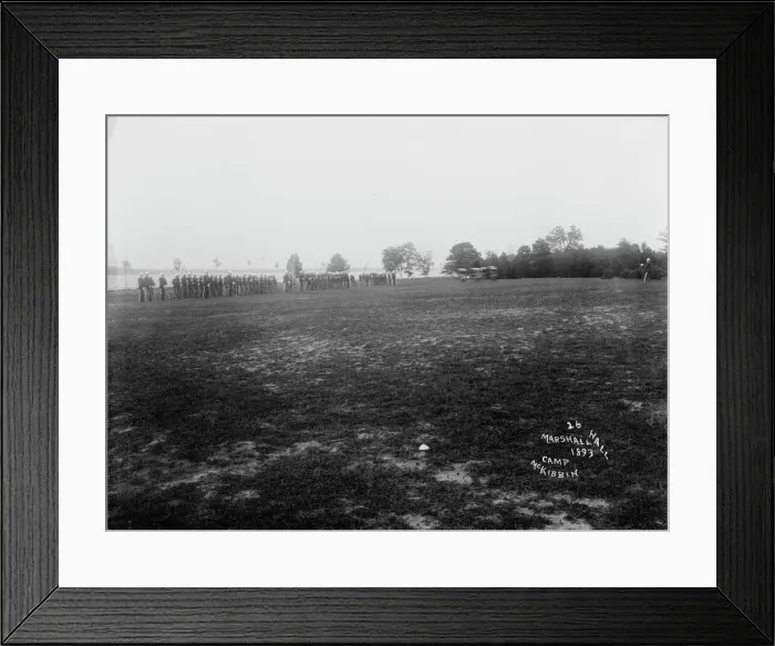 Framed Print : Dress parade - Camp McKibbin, Marshall Hall, [Maryland?], 1893. Creator: Unknown