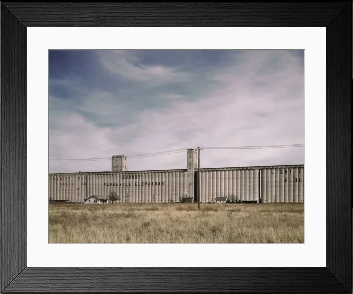 Framed Print : Grain elevators along the route of the Atchison, Topeka, and Santa Fe RR, Amarillo, Texas, 1943. Creator: Jack Delano Framed Print : Grain elevators along the route of the Atchison, Topeka, and Santa Fe RR, Amarillo, Texas, 1943. Creator: Jack Delano