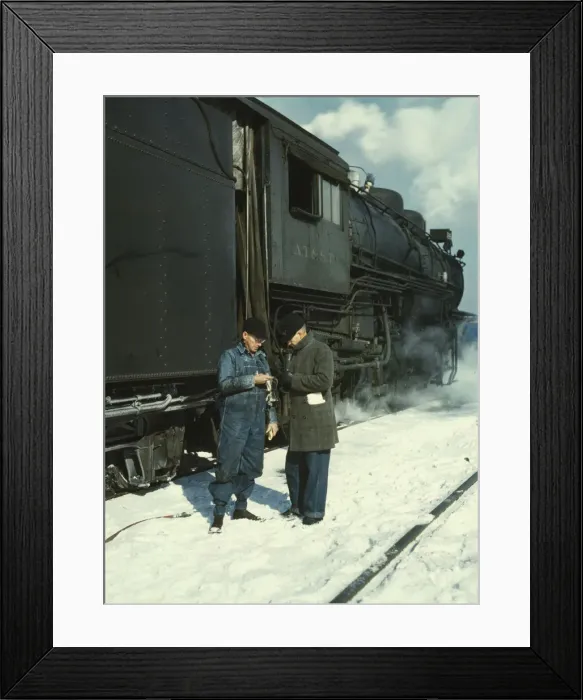 Framed Print : Railroad conductor George E. Burton and engineer J.W. Edwards... Chicago, Ill. 1943. Creator: Jack Delano Framed Print : Railroad conductor George E. Burton and engineer J.W. Edwards... Chicago, Ill. 1943. Creator: Jack Delano