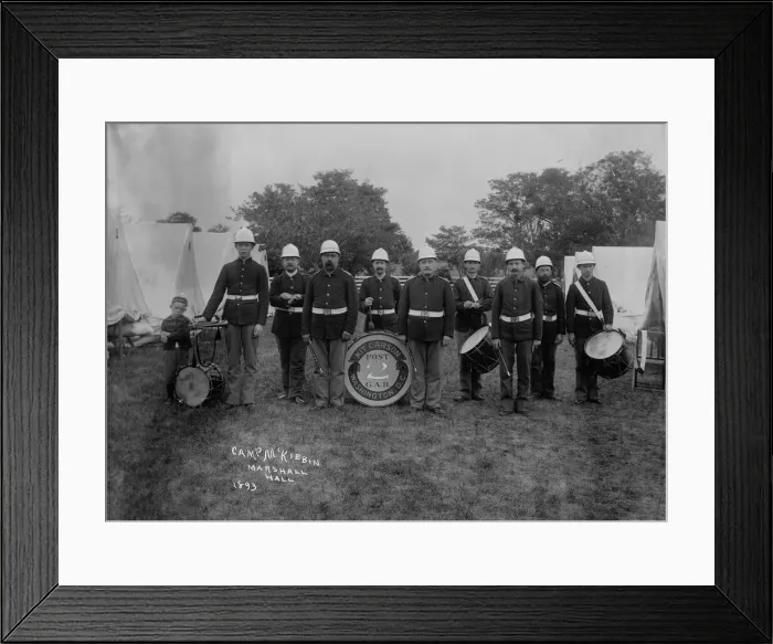 Framed Print : Kit Carsons band, Camp McKibbin, [Maryland?], 1893. Creator: Unknown