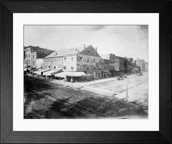 Framed Print : Alexander Gardners Photographic Gallery, 7th & D Street, NW, Washington, D. C. ca. 1863. Creator: Unknown Framed Print : Alexander Gardners Photographic Gallery, 7th & D Street, NW, Washington, D. C. ca. 1863. Creator: Unknown