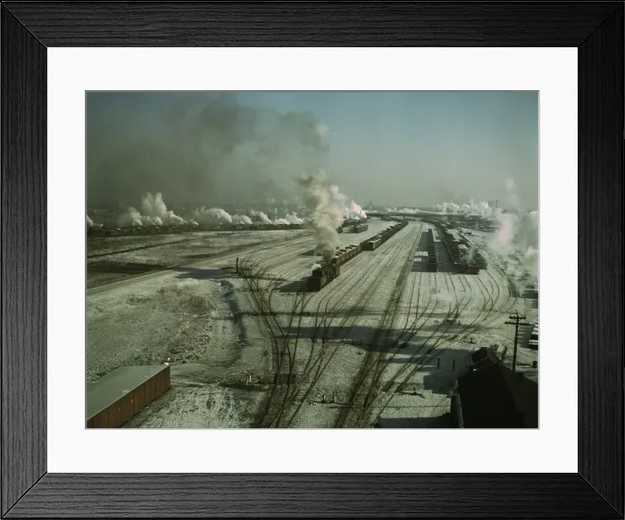 Framed Print : General view of one of the yards of the Chicago and North Western railroad, Chicago, Ill. 1942. Creator: Jack Delano Framed Print : General view of one of the yards of the Chicago and North Western railroad, Chicago, Ill. 1942. Creator: Jack Delano