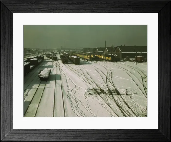 Framed Print : General view of yard and some of the locomotive shop of the C & NW RR at 40th Street, 1942. Creator: Jack Delano Framed Print : General view of yard and some of the locomotive shop of the C & NW RR at 40th Street, 1942. Creator: Jack Delano