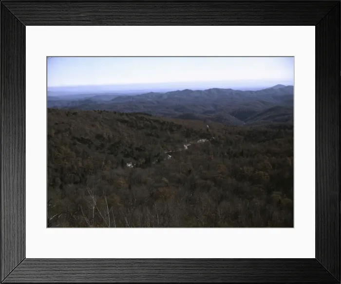 Framed Print : View in the mountains along Skyline Drive in Virginia, ca. 1940. Creator: Jack Delano Framed Print : View in the mountains along Skyline Drive in Virginia, ca. 1940. Creator: Jack Delano