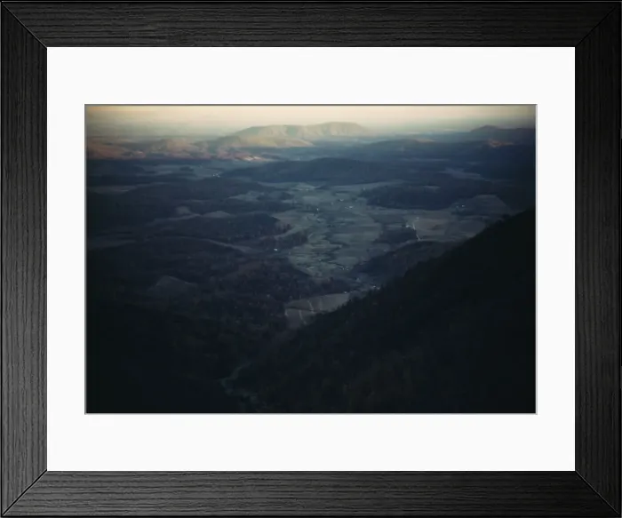Framed Print : Mountain farms along the Skyline Drive in Virginia, ca. 1940. Creator: Jack Delano Framed Print : Mountain farms along the Skyline Drive in Virginia, ca. 1940. Creator: Jack Delano
