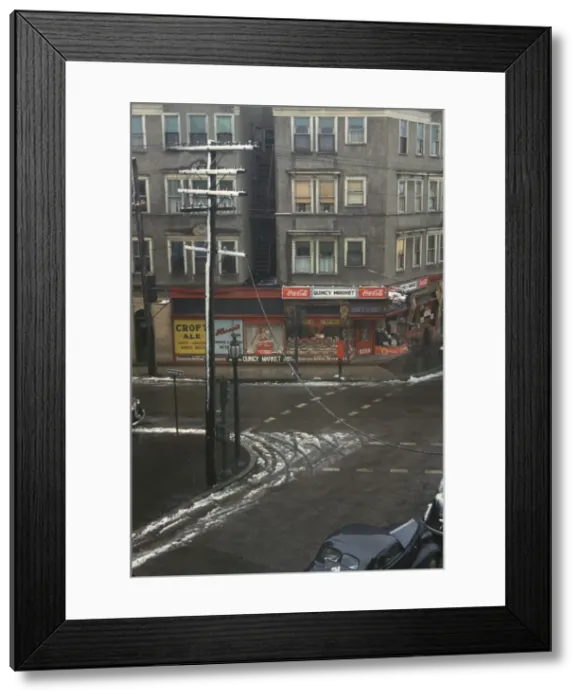Framed Print : Street corner, Brockton, Mass. 1941. Creator: Jack Delano Framed Print : Street corner, Brockton, Mass. 1941. Creator: Jack Delano