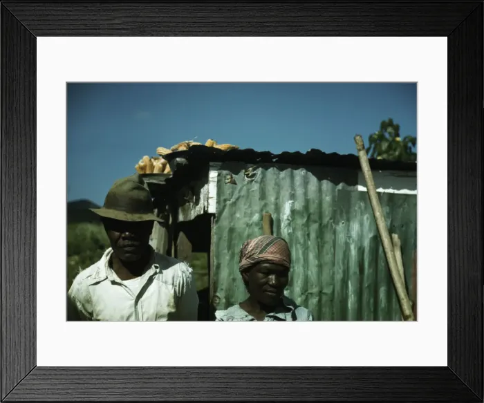 Framed Print : FSA - Tenant Purchase borrower? in front of their house, Puerto Rico, 1941 or 1942. Creator: Jack Delano Framed Print : FSA - Tenant Purchase borrower? in front of their house, Puerto Rico, 1941 or 1942. Creator: Jack Delano