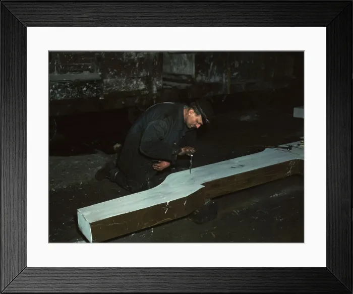 Framed Print : Section of a locomotive frame, which will be welded to replace a broken... train, Chicago, 1942. Creator: Jack Delano Framed Print : Section of a locomotive frame, which will be welded to replace a broken... train, Chicago, 1942. Creator: Jack Delano