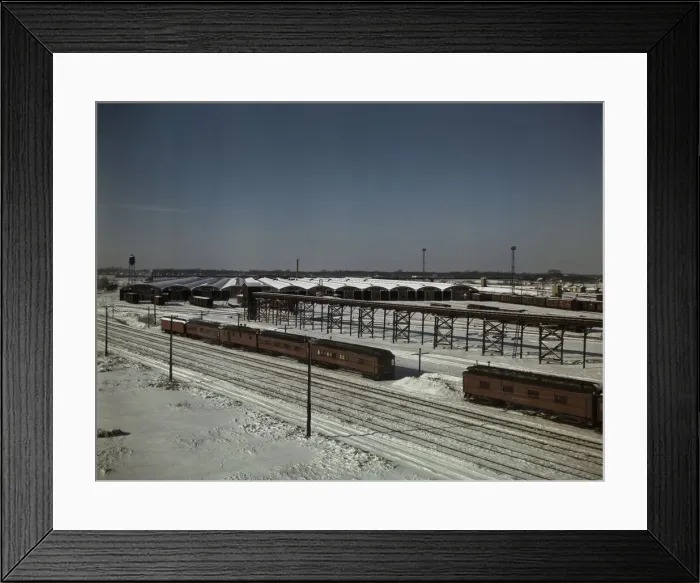 Framed Print : The freight house at a Chicago and Northwestern Railroad yard, Chicago, Ill. 1942. Creator: Jack Delano Framed Print : The freight house at a Chicago and Northwestern Railroad yard, Chicago, Ill. 1942. Creator: Jack Delano