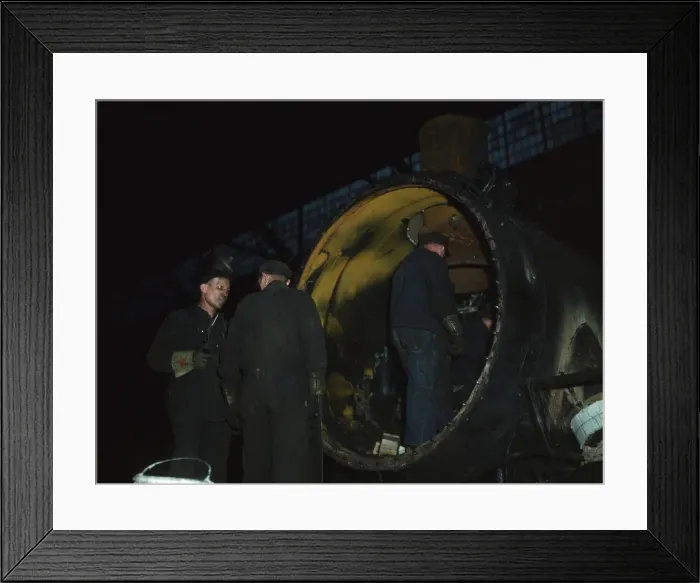 Framed Print : Working on the boiler of a locomotive at the 40th Street shops of the C & NW RR, Chicago, Ill. 1942 Creator: Jack Delano Framed Print : Working on the boiler of a locomotive at the 40th Street shops of the C & NW RR, Chicago, Ill. 1942 Creator: Jack Delano