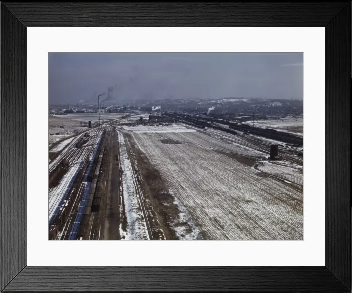 Framed Print : Santa Fe R. R. yards and shops, Argentine, Kansas. 1943. Creator: Jack Delano Framed Print : Santa Fe R. R. yards and shops, Argentine, Kansas. 1943. Creator: Jack Delano