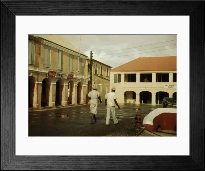 Framed Print : Street in a town in the Virgin Islands, Christiansted, St. Croix?, 1941. Creator: Jack Delano Framed Print : Street in a town in the Virgin Islands, Christiansted, St. Croix?, 1941. Creator: Jack Delano