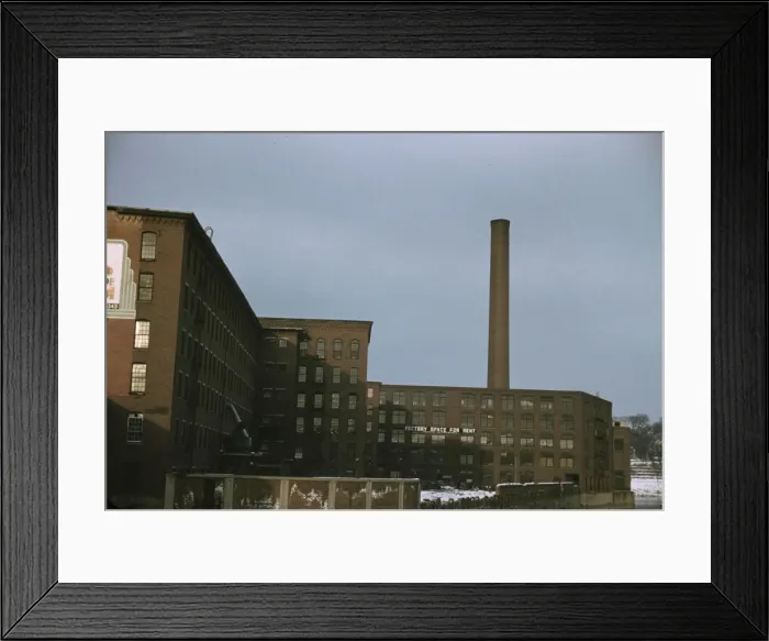 Framed Print : Factory buildings in Lowell, Mass. 1940 or 1941. Creator: Jack Delano Framed Print : Factory buildings in Lowell, Mass. 1940 or 1941. Creator: Jack Delano