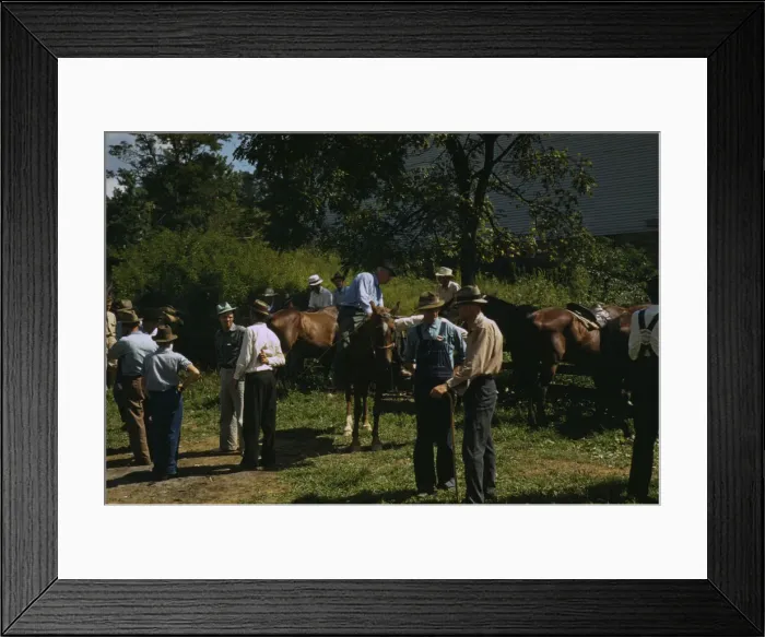 Framed Print : Mountaineers and farmers trading mules and horses on Jockey St. Campton, Wolfe County, Ky. 1940 Creator: Marion Post Wolcott Framed Print : Mountaineers and farmers trading mules and horses on Jockey St. Campton, Wolfe County, Ky. 1940 Creator: Marion Post Wolcott