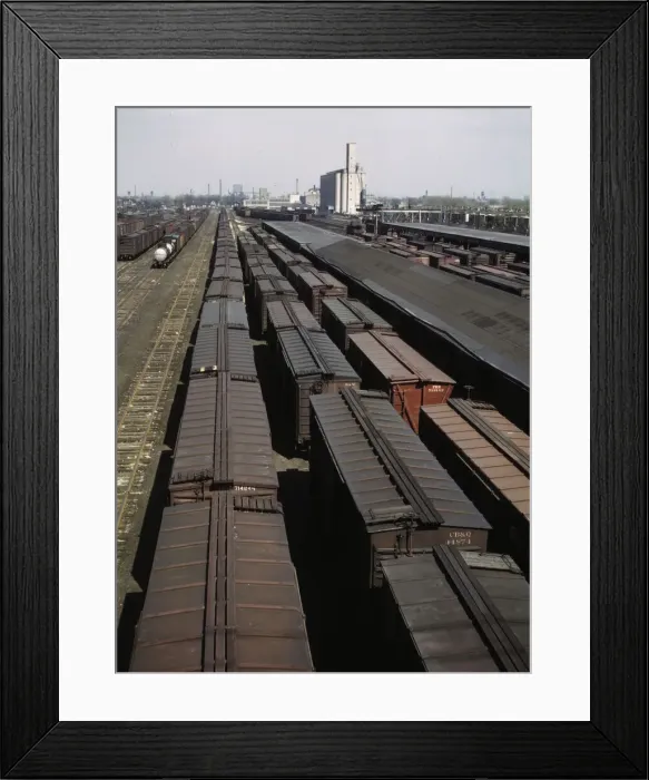Framed Print : General view of part of the Galewood yard of the Chicago, Milwaukee... Illinois, 1943. Creator: Jack Delano Framed Print : General view of part of the Galewood yard of the Chicago, Milwaukee... Illinois, 1943. Creator: Jack Delano
