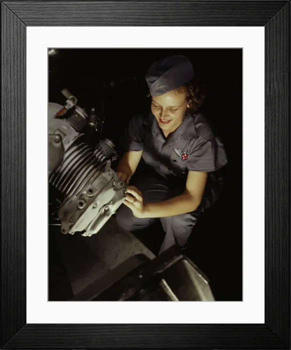 Framed Print : Assembly and Repairs Dept. mechanic Mary Josephine Farley works... Corpus Christi, Texas, 1942. Creator: Howard Hollem Framed Print : Assembly and Repairs Dept. mechanic Mary Josephine Farley works... Corpus Christi, Texas, 1942. Creator: Howard Hollem