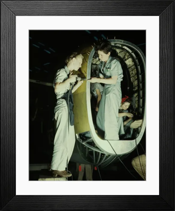 Framed Print : Riveters at work on fuselage of Liberator... Consolidated Aircraft Corp. Fort Worth, Texas, 1942. Creator: Howard Hollem Framed Print : Riveters at work on fuselage of Liberator... Consolidated Aircraft Corp. Fort Worth, Texas, 1942. Creator: Howard Hollem