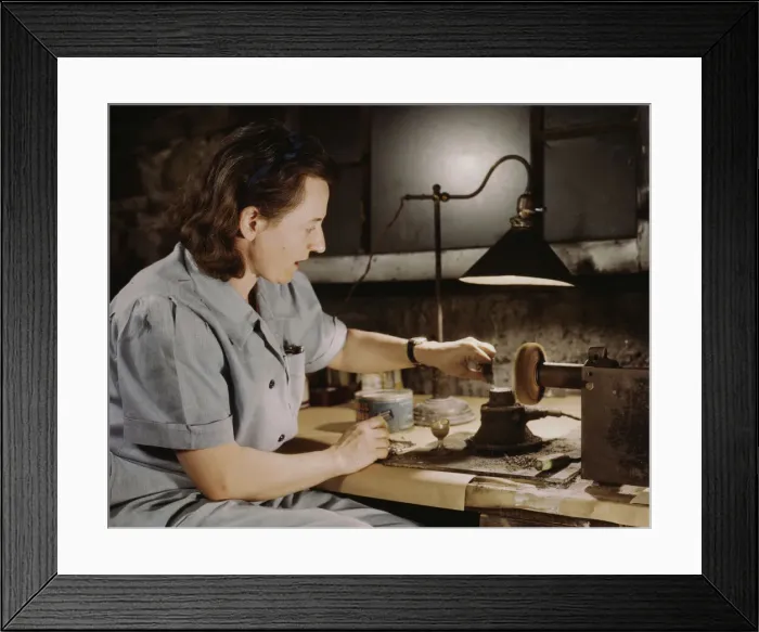 Framed Print : Formerly a sculptress and designer of tiles, Dorothy Cole converted... Glenview, Ill. 1942. Creator: Howard Hollem Framed Print : Formerly a sculptress and designer of tiles, Dorothy Cole converted... Glenview, Ill. 1942. Creator: Howard Hollem