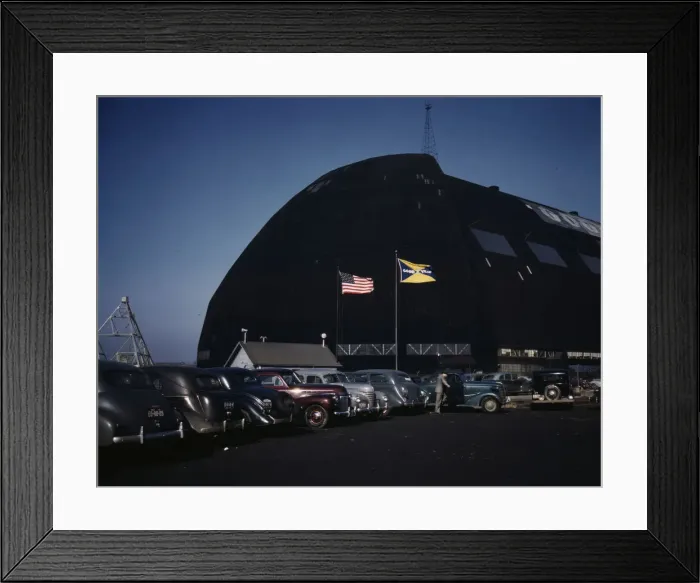 Framed Print : Formerly an aircraft dock, this huge building... Goodyear Aircraft Corp. Akron, Ohio, 1941. Creator: Alfred T Palmer Framed Print : Formerly an aircraft dock, this huge building... Goodyear Aircraft Corp. Akron, Ohio, 1941. Creator: Alfred T Palmer