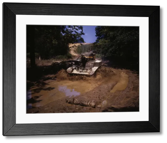 Framed Print : Light tank going through water obstacle, Ft. Knox, Ky. 1942. Creator: Alfred T Palmer Framed Print : Light tank going through water obstacle, Ft. Knox, Ky. 1942. Creator: Alfred T Palmer