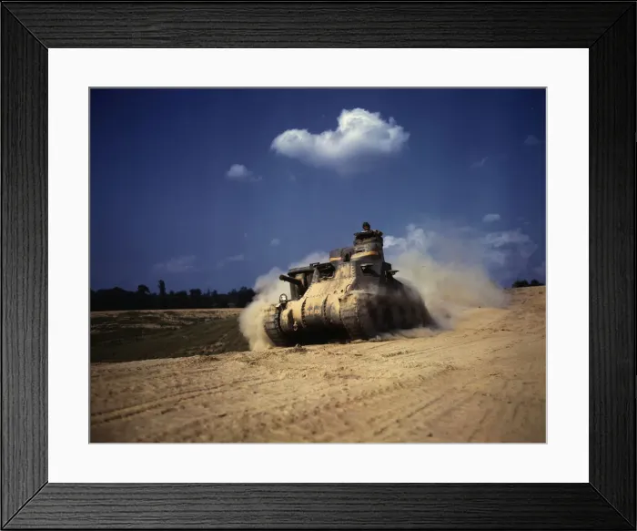 Framed Print : An M-3 tank in action, Ft. Knox, Ky. 1942. Creator: Alfred T Palmer Framed Print : An M-3 tank in action, Ft. Knox, Ky. 1942. Creator: Alfred T Palmer