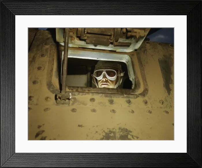 Framed Print : Tank driver, Ft. Knox, Ky. 1942. Creator: Alfred T Palmer Framed Print : Tank driver, Ft. Knox, Ky. 1942. Creator: Alfred T Palmer