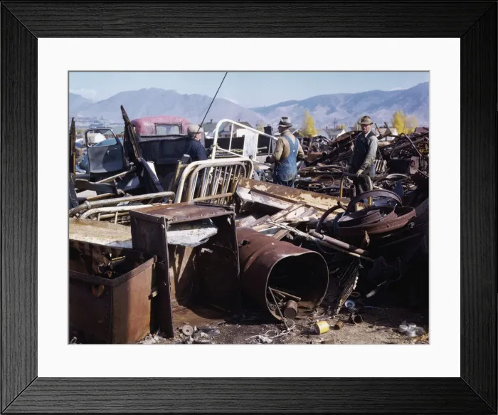 Framed Print : Scrap and salvage depot, Butte, Montana, 1942. Creator: Russell Lee
