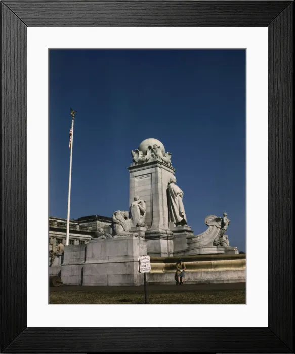 Framed Print : Columbus Fountain and statue in front of Union Station, Washington, D. C. ca. 1943. Creator: Unknown Framed Print : Columbus Fountain and statue in front of Union Station, Washington, D. C. ca. 1943. Creator: Unknown