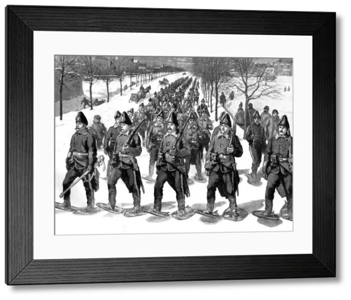 Framed Print : Returning from Snow-Shoe Drill; The Regiment of Canadian Artillery passing through the... Quebec. Creator: Unknown Framed Print : Returning from Snow-Shoe Drill; The Regiment of Canadian Artillery passing through the... Quebec. Creator: Unknown