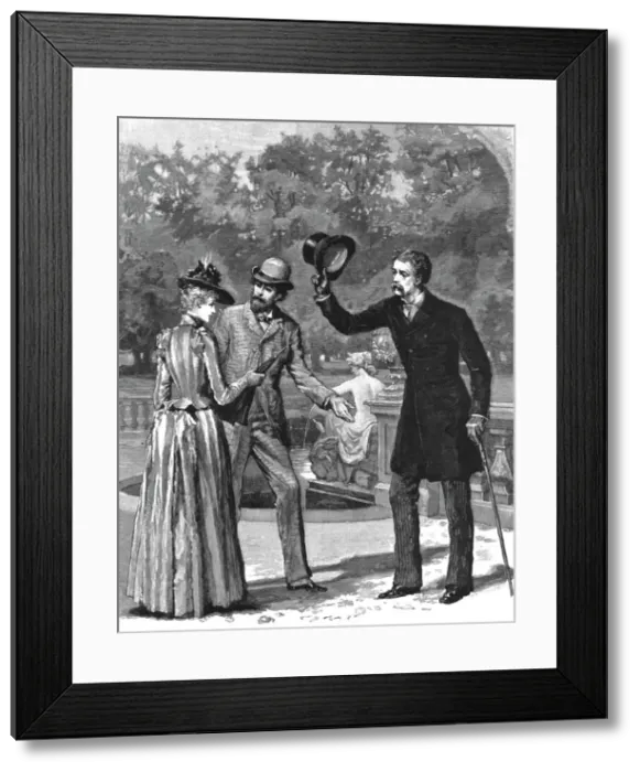 Framed Print : Madame Leroux';By Francis Eleanor Trollope;He was accompanied by a tall spare man... 1890. Creator: Percy Macquoid Framed Print : Madame Leroux';By Francis Eleanor Trollope;He was accompanied by a tall spare man... 1890. Creator: Percy Macquoid