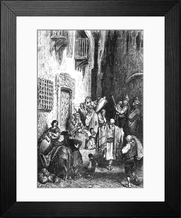 Framed Print : A Street in Albacete;An Autumn Tour in Andalusia, 1875. Creator: Gustave Doré Framed Print : A Street in Albacete;An Autumn Tour in Andalusia, 1875. Creator: Gustave Doré