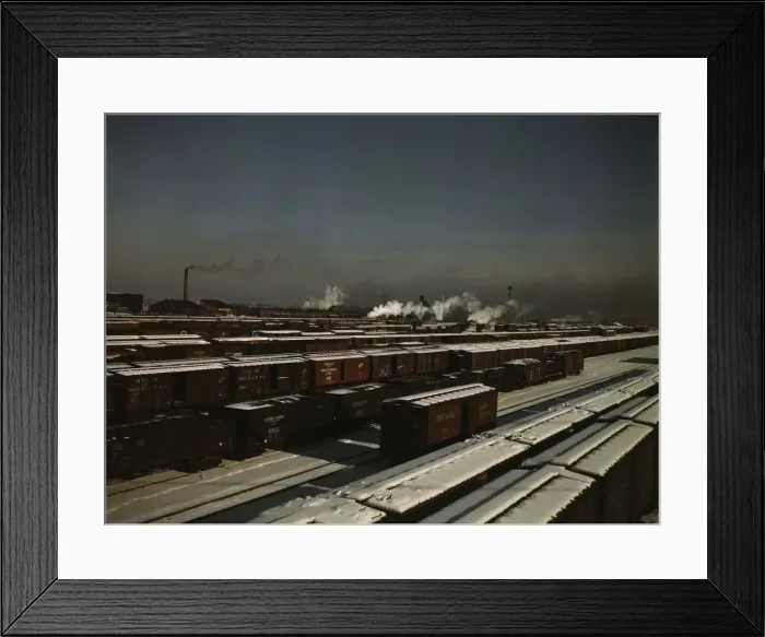 Framed Print : General view of a classification yard at C & NW RRs Proviso (?) yard, Chicago, Ill. 1942. Creator: Jack Delano Framed Print : General view of a classification yard at C & NW RRs Proviso (?) yard, Chicago, Ill. 1942. Creator: Jack Delano