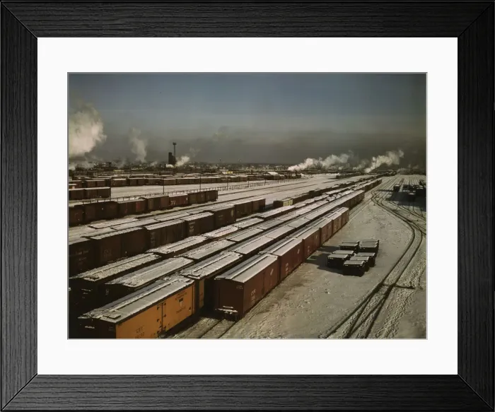 Framed Print : General view of a classification yard at C & NW RRs Proviso yard, Chicago, Ill. 1942. Creator: Jack Delano Framed Print : General view of a classification yard at C & NW RRs Proviso yard, Chicago, Ill. 1942. Creator: Jack Delano