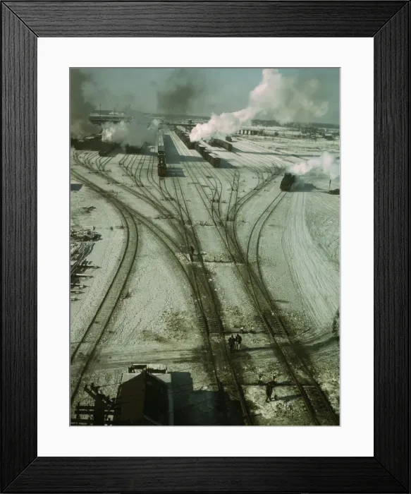 Framed Print : General view of one of the classification yards of the C & NW RR, Chicago, Ill. 1942. Creator: Jack Delano Framed Print : General view of one of the classification yards of the C & NW RR, Chicago, Ill. 1942. Creator: Jack Delano