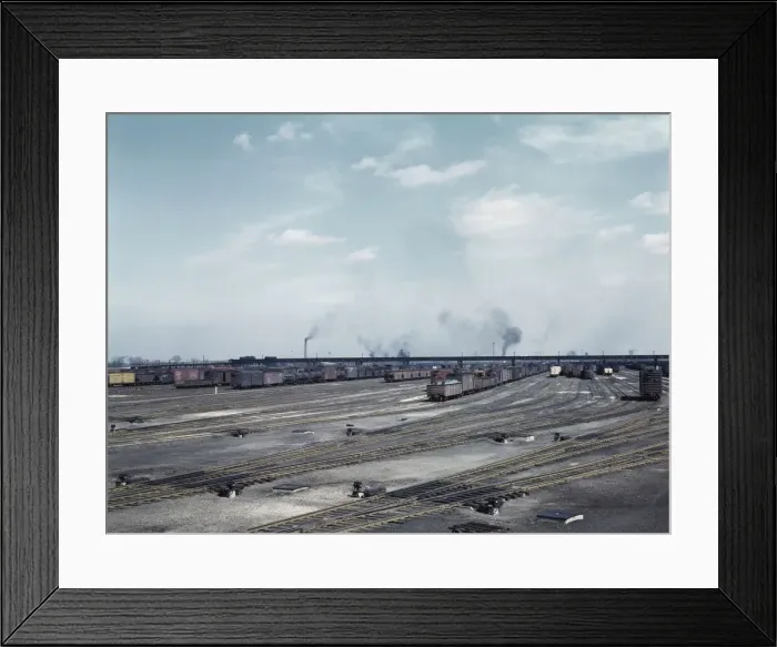 Framed Print : General view of part of classification yard at C & NW RRs Proviso yard, Chicago, Ill. 1943. Creator: Jack Delano Framed Print : General view of part of classification yard at C & NW RRs Proviso yard, Chicago, Ill. 1943. Creator: Jack Delano