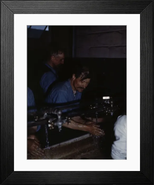 Framed Print : John Sabados washing up after a days work... Proviso yard of C & NW RR, Chicago, Ill. 1943. Creator: Jack Delano Framed Print : John Sabados washing up after a days work... Proviso yard of C & NW RR, Chicago, Ill. 1943. Creator: Jack Delano