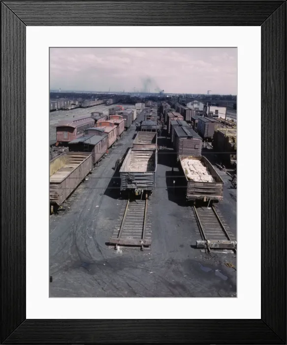 Framed Print : General view of part of the rip tracks at C & NW RRs Proviso yard, Chicago, Ill. 1943. Creator: Jack Delano Framed Print : General view of part of the rip tracks at C & NW RRs Proviso yard, Chicago, Ill. 1943. Creator: Jack Delano