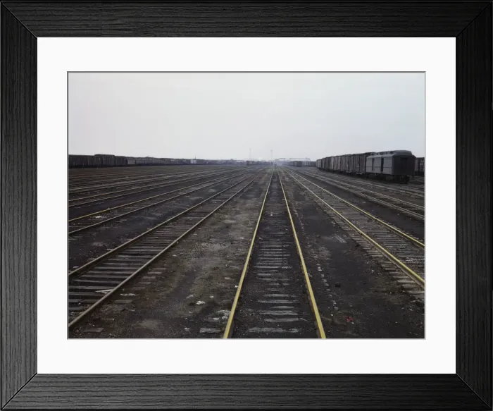 Framed Print : Tracks at C & NW RRs Proviso yard, Chicago, Ill. 1943. Creator: Jack Delano Framed Print : Tracks at C & NW RRs Proviso yard, Chicago, Ill. 1943. Creator: Jack Delano